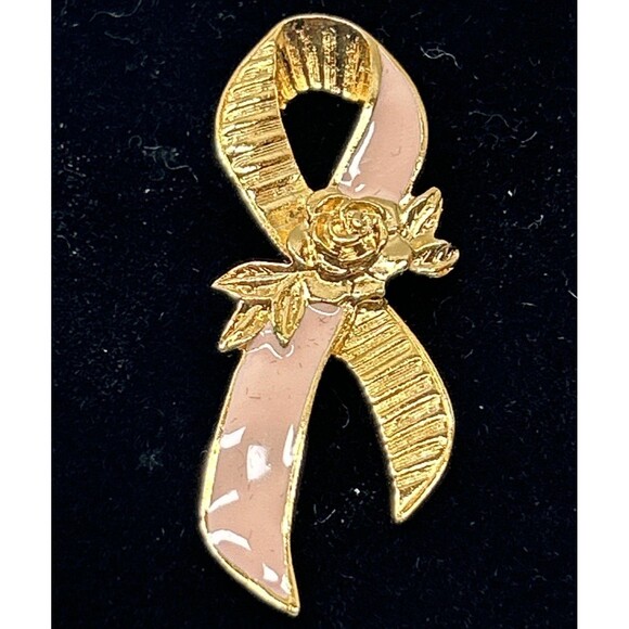 VTG ‘93 AVON Lapel/Hat Pin Breast Cancer Awareness Enamel Ribbon & Gold Toned - Picture 2 of 6
